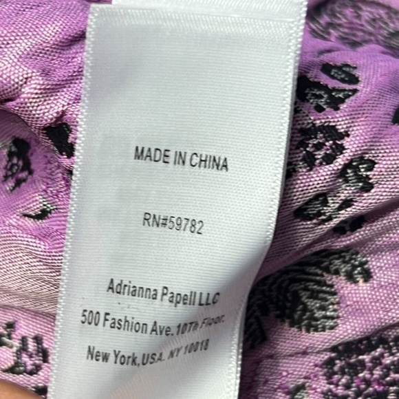Adrianna Papell Dress Black Pink Floral Ruched‎ Embroidered Cocktail Shimmer 6 - Picture 11 of 14